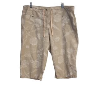 Sun Bay Tan Seashell Motif Capri Pants, PXL